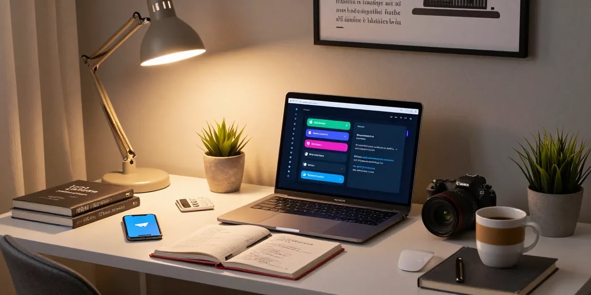Setting up the Telegram Chinese Version on a laptop with language options on display in a cozy workspace.