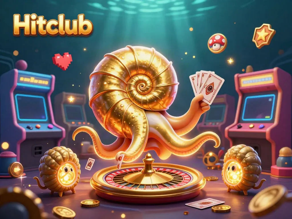Engage with Hitclub's unique gaming experience, featuring a giant nautilus roulette wheel and interactive cards.
