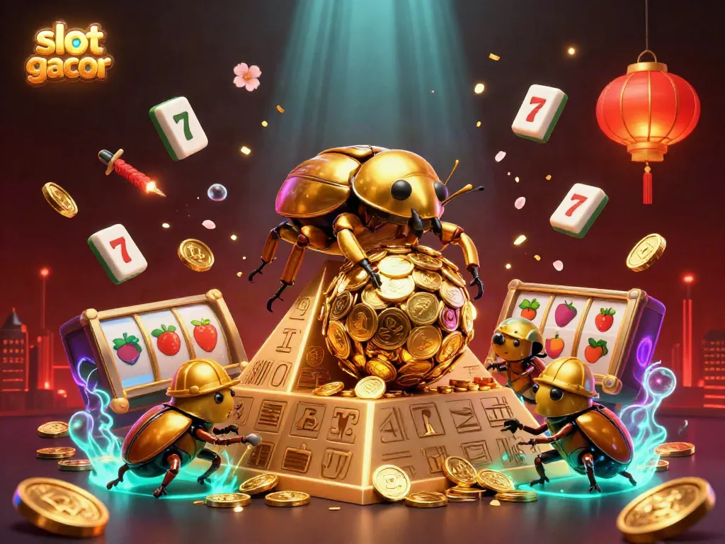 Capture big wins with slot gacor featuring a golden beetle scene bringing jackpots to life.