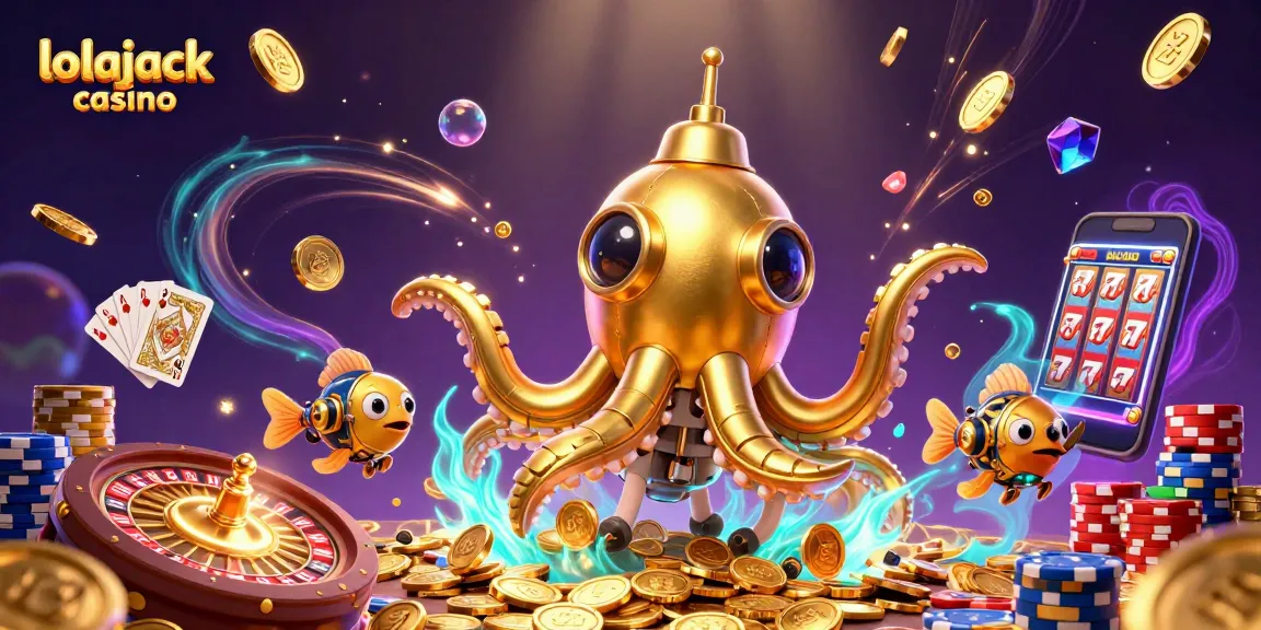 Experience thrilling gameplay at lolajack casino with a vibrant 3D illustration featuring golden coins and dynamic casino elements.